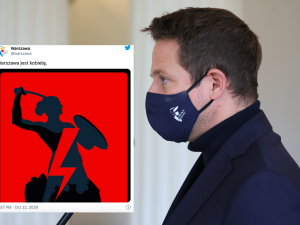 Wstyd. Symbol Strajku Kobiet na oficjalnym profilu Warszawy na TT.  Internauci w szoku