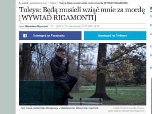 Będą musieli wziąć mnie za mordę. Buntownik Tuleya w histerycznym wywiadzie