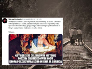 Skandaliczna prowokacja Wiosny Biedronia. Zdjęcie świętej Rodziny w Dniu Migrantów 