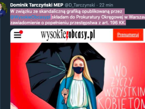 Jest nowy pozew ws. grafiki Matki Bożej? Europoseł Tarczyński: Składam zawiadomienie o popełnieniu przestępstwa...