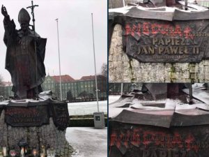 Skandal! Zdewastowano pomnik Jana Pawła II