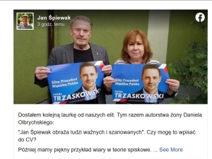 Śpiewak: Dostałem kolejną laurkę od naszych elit. Tym razem od żony Olbrychskiego