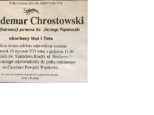 19 stycznia pogrzeb Waldemara Chrostowskiego