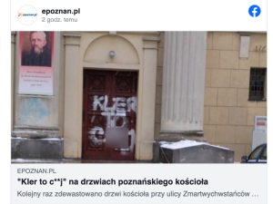 Kler to ch*j. Kościół w Poznaniu ofiarą wandali