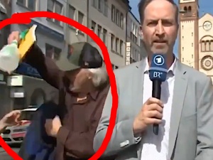 [VIDEO] Mężczyzna usiłuje wykrzyczeć, że Niemcy się boją. Dramatyczne sceny na antenie niemieckiej telewizji