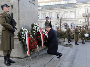 Prezydent Andrzej Duda złożył wieniec przed pomnikiem Wincentego Witosa