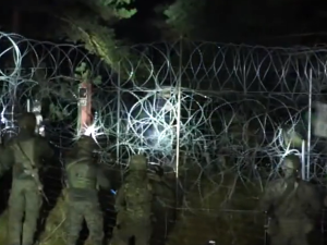 Imigranci zmuszani przez służby białoruskie do marszu wzdłuż płotu granicznego. MON publikuje nagranie [VIDEO]