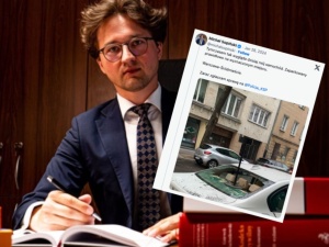 Zniszczony samochód rektora Akademii Wymiaru Sprawiedliwości