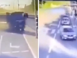 Ciężarówka staranowała autobus i auta w Olsztynie. Jest nagranie