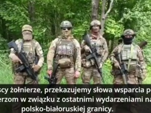 Ukraińscy żołnierze przekazują wyrazy wsparcia dla polskich kolegów na granicy polsko-białoruskiej [WIDEO]
