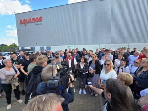 Protest pracowników Aquinos Bedding w Łodzi. Pracodawca nie wypłacił załodze pensji