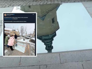 Kielce: Słynne lustro na chodniku za 86 tys. zł... otoczone taśmą. Stwarzało zagrożenie