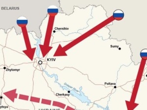 [Mapa] Brytyjskie ministerstwo obrony pokazało mapę rosyjskiego ataku na Ukrainę