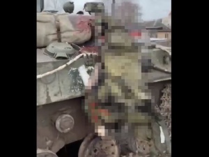 [wideo 18+] Uwaga drastyczne! „Pokonana kolumna najeźdźców”. NEXTA publikuje filmy i zdjęcia z Hostomela