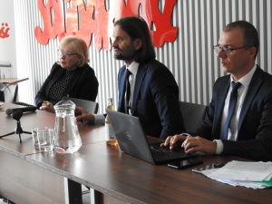 Prezes NFZ Piotr Nowak i wiceminister zdrowia Piotr Bromber gośćmi Sekretariatu Ochrony Zdrowia NSZZ S