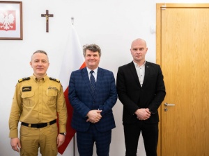 Bartłomiej Mickiewicz spotkał się z wiceministrem Maciejem Wąsikiem i komendantem głównym PSP