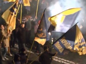 Antypolska manifestacja na ulicach Lwowa - przeszedł marsz ku czci Romana Szuchewycza