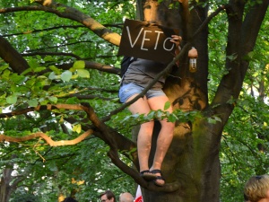 [Nasza fotorelacja] Dziewczyna na drzewie, czyli "obrońcy demokracji" protestują pod Senatem