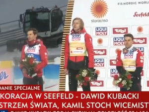 [Wideo] Wzruszające. Mazurek Dąbrowskiego dla Dawida Kubackiego - mistrza świata!