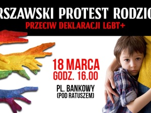 Jutro w Warszawie protest przeciwko ideologii LGBT. Plac Bankowy pod warszawskim Ratuszem