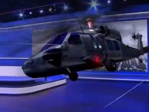 [video] Przez niesamowite nowe studio Wiadomości przeleciał helikopter. Autor: Bagiński