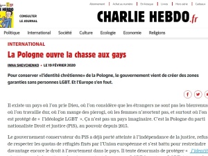 Charlie Hebdo: "Polska rozpoczyna polowanie na gejów. Rząd stworzył strefy wolne od LGBT"