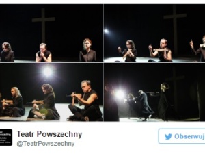 [video] Ścinanie krzyża i sceny seksu z figurą św. Jana Pawła II w teatrze w Warszawie. Ratusz zachwycony