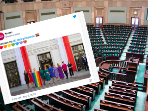Żenujący happening tuż przed zaprzysiężeniem prezydenta Dudy. Parlamentarzystki z tęczową flagą