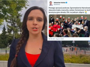 Brak słów… Jachira w akcji! Podczas Zgromadzenia Narodowego wymachiwała transparentem „Krzywoprzysięzca”