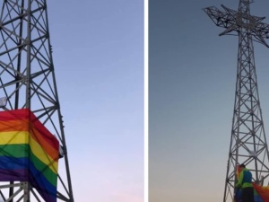 Nie uznają żadnych świętości! Aktywiści LGBT zawiesili tęczową flagę na krzyżu na Giewoncie