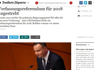 Panic: FAZ o referendum w/s nowej polskiej konstytucji: Krytycy ostrzegają przed "państwem autorytarnym"