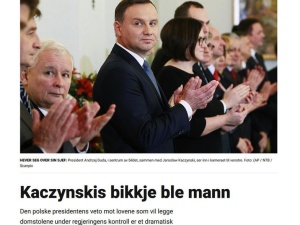 Norweski dziennikarz o prezydencie Dudzie: "Pies Kaczyńskiego stał się mężczyzną"