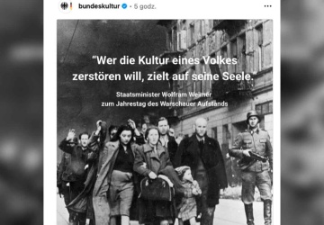 Niemieckie ministerstwo kultury opublikowało post z okazji rocznicy Powstania Warszawskiego ze zdjęciem z Powstania w Getcie