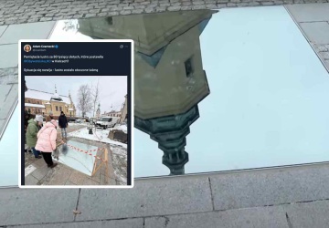 Kielce: Słynne lustro na chodniku za 86 tys. zł... otoczone taśmą. Stwarzało zagrożenie