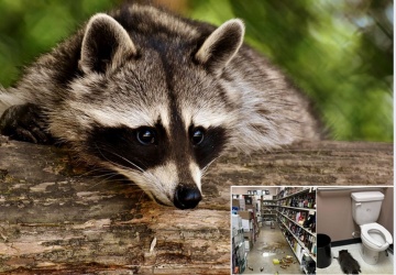 Zdemolował sklep, upił się i zasnął w łazience. Szop recydywista stał się celebrytą