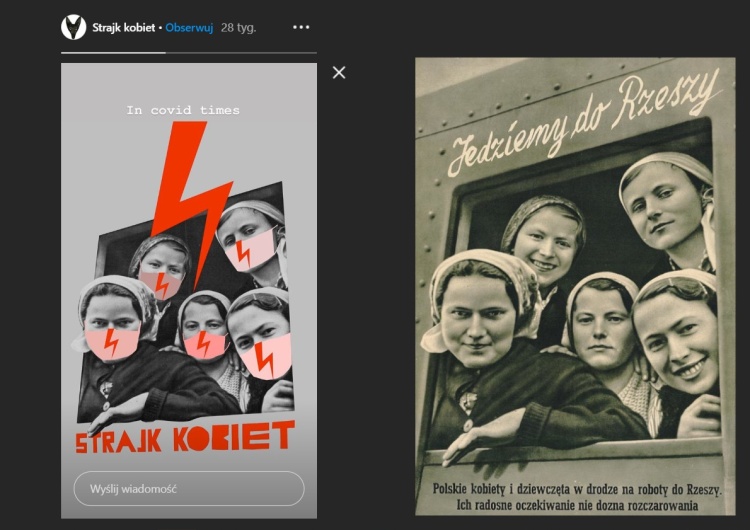 plakat Julii Mirny. Kolaż z nazistowskiego plakatu propagandowego Szokujące. Plakat propagandowy