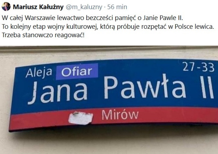 Screen Haniebny atak na św. Jana Pawła II.