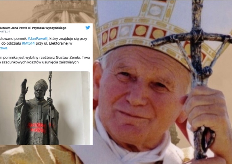  Pomazany pomnik Jana Pawła II. Kolejny akt wandalizmu