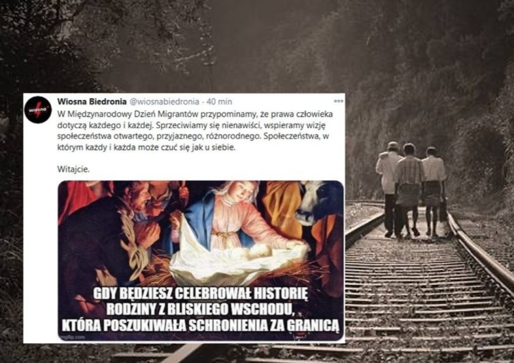 Skandaliczna prowokacja Wiosny Biedronia. Zdjęcie świętej Rodziny w Dniu Migrantów
