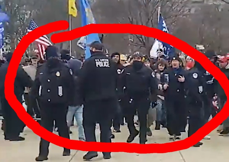 policja przepuszcza demonstrujących pod Kapitolem? [video] Ciekawe. Policja bez problemu przepuszczała demonstrantów pod Kapitolem?