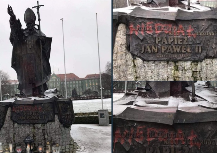 Skandal! Zdewastowano pomnik Jana Pawła II