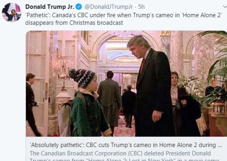 Twitt Donalda Trumpa Jr. Grał Kevina „samego w domu”. Przeszkadza mu kultowa scena z Trumpem?