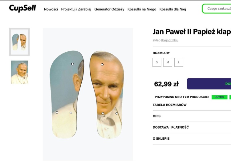 Skandal! Klapki z wizerunkiem Jana Pawła II do deptania