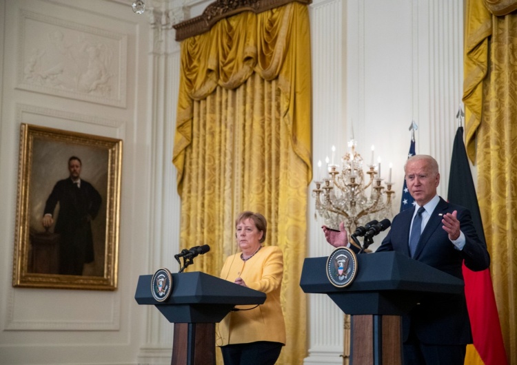 Kanclerz Niemiec Angela Merkel i prezydent USA Joe Biden Merkel w Białym Domu. Biden: 