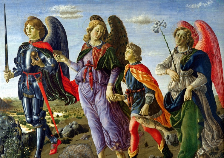 Francesco Botticini, Trzej Archaniołowie z Tobiaszem, obraz ołtarzowy z 1470 roku, namalowany dla florenckiej bazyliki Santo Spirito Święto Świętych Archaniołów Michała, Rafała i Gabriela