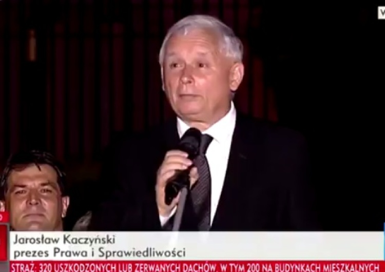 zrzut ekranu Kaczyński: Wierzę, że będziemy mogli powiedzieć po 96 marszach, że kończymy, że zwyciężyliśmy