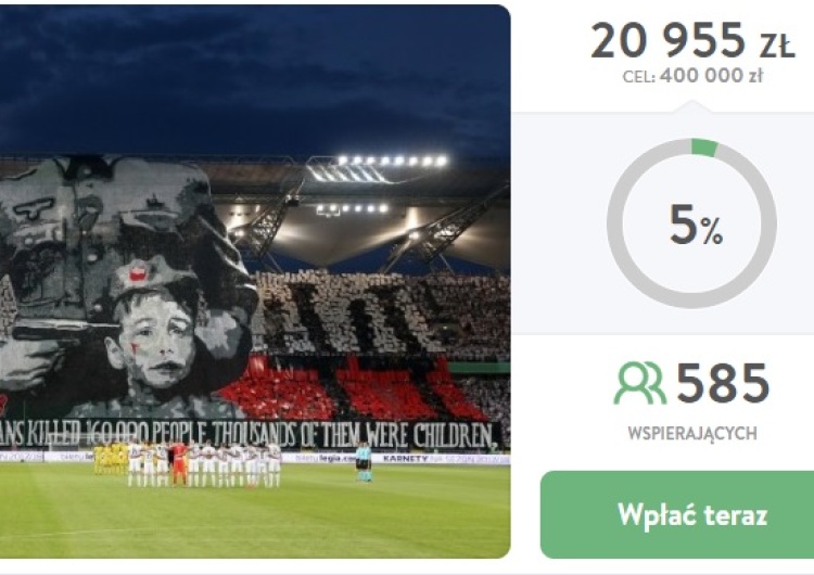 Zbiórka na karę dla Legii. Za historyczną oprawę kibiców przypominającą o niemieckich zbrodniach?