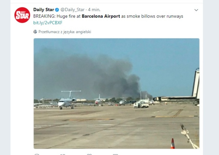  [video] Pożar na lotnisku w Barcelonie. Przyczyny nieznane