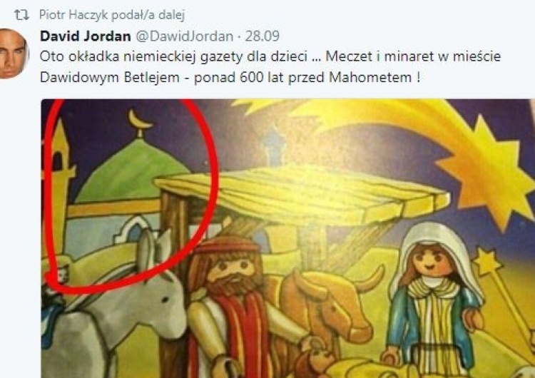  Kuriozum w niemieckiej gazetce dla dzieci. W tle stajenki Dzieciątka Jezus jest... meczet