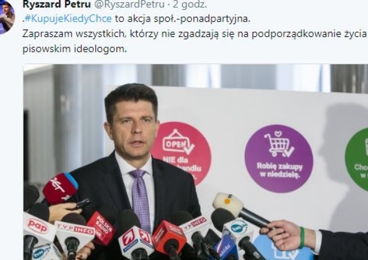  Ryszard Petru rozpoczyna akcję Nowoczesnej przeciwko wolnym niedzielom. Internauci kpią